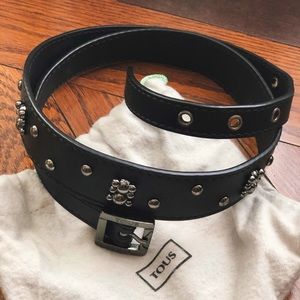 Tous black leather waist belt